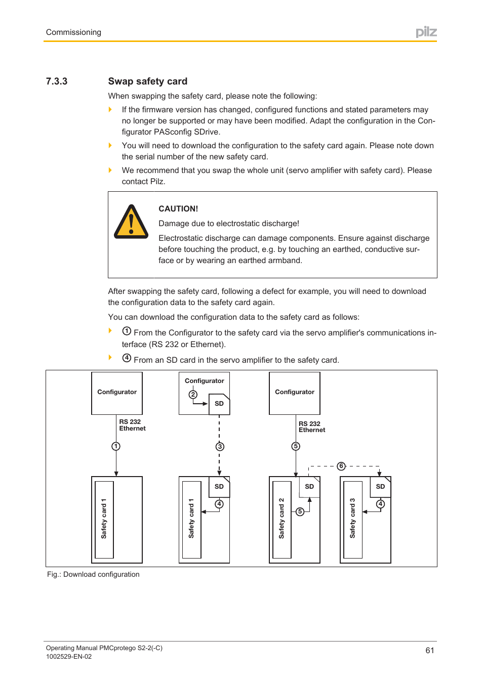 3 swap safety card, Swap safety card | Pilz PMCprimo DriveP.06/AA0/4/0/0/208-480VAC User Manual | Page 61 / 76