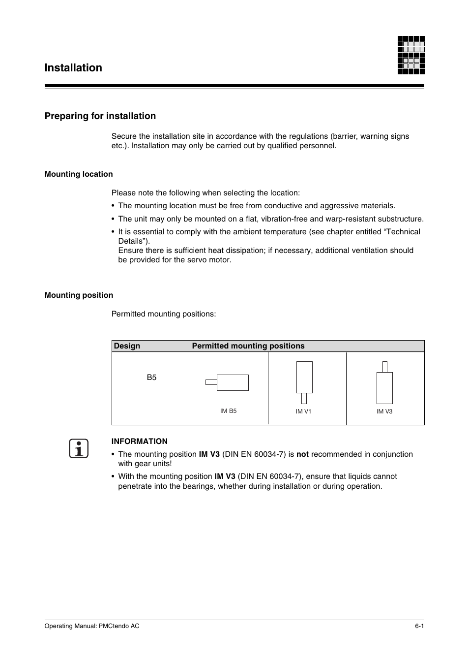 Installation, Preparing for installation, Mounting location | Mounting position | Pilz Cable PMCprimoDrive>Mod-Profibus:L=0,45m User Manual | Page 23 / 88