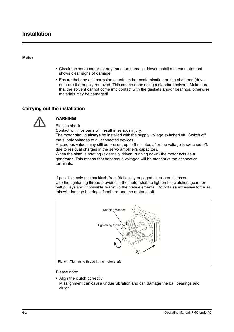 Motor, Carrying out the installation, Installation | Pilz Cable PMCprimoDrive>Mod-Profibus:L=0,45m User Manual | Page 24 / 88