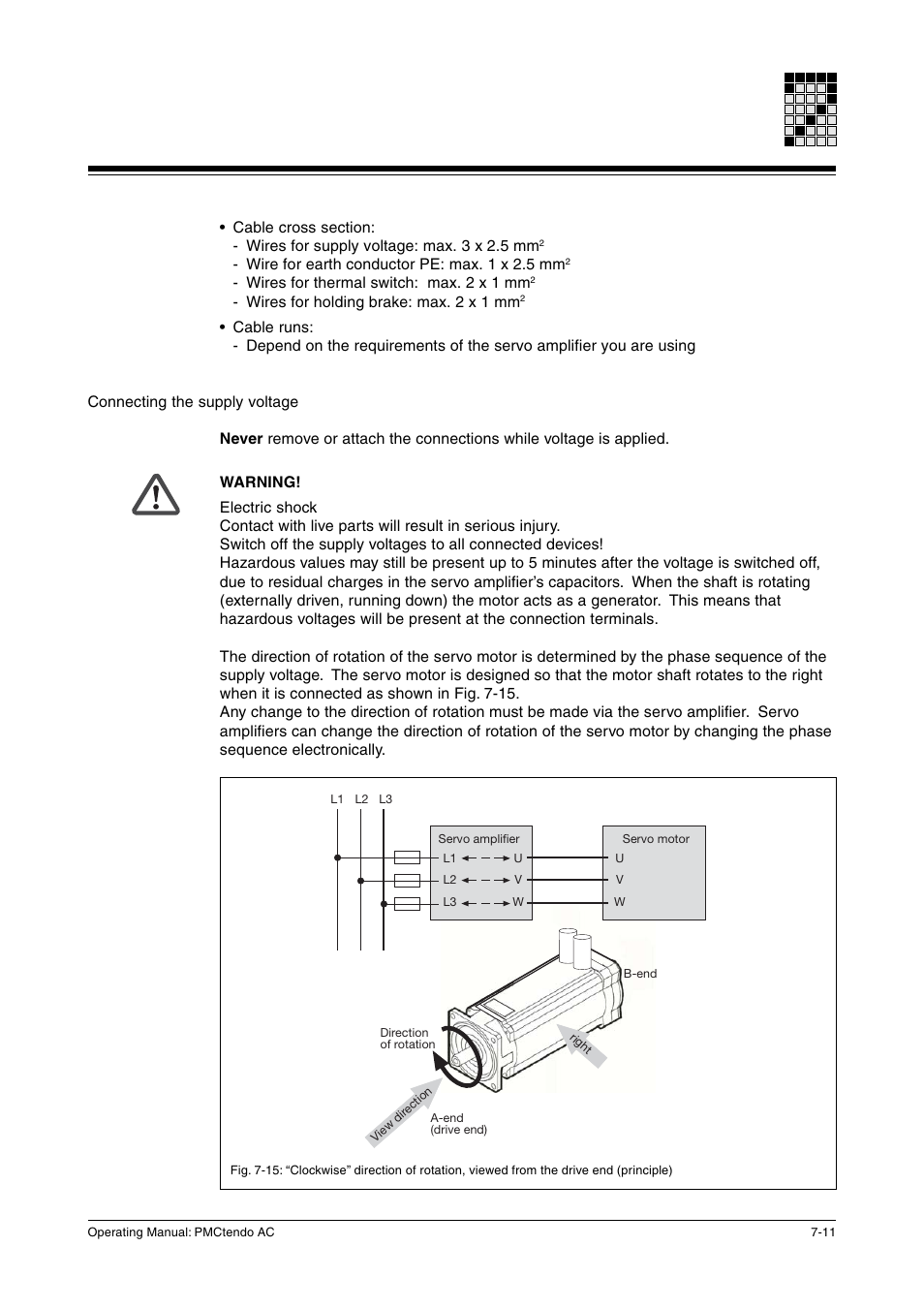 Connecting the supply voltage | Pilz Cable PMCprimoDrive>Mod-Profibus:L=0,45m User Manual | Page 37 / 88
