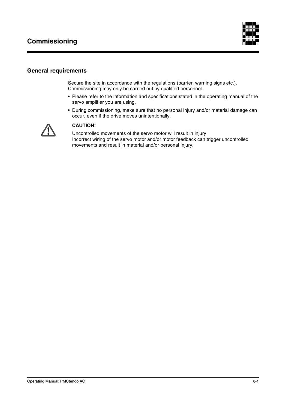 Commissioning, General requirements | Pilz Cable PMCprimoDrive>Mod-Profibus:L=0,45m User Manual | Page 39 / 88