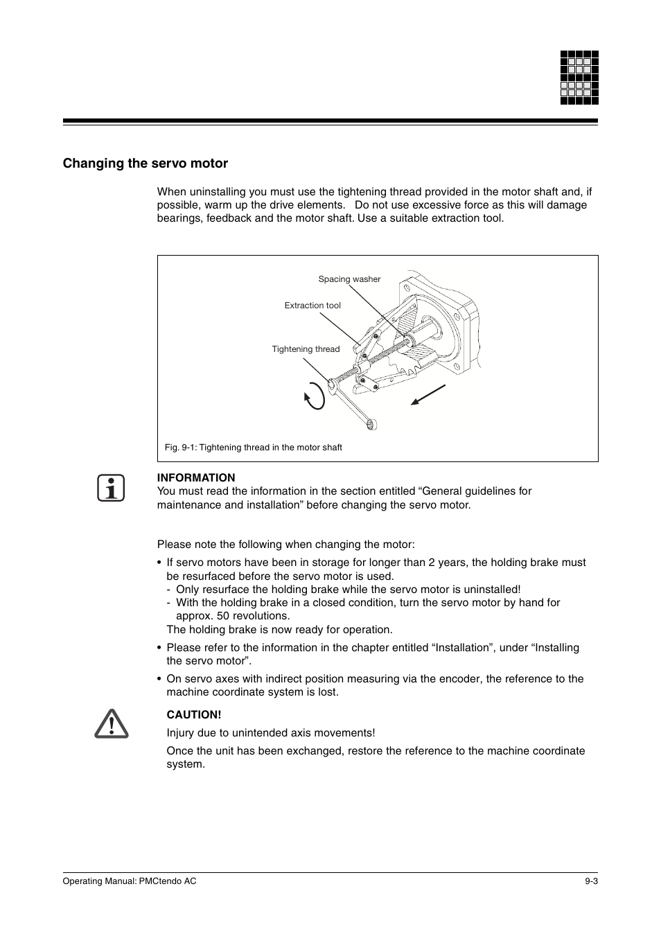 Changing the servo motor | Pilz Cable PMCprimoDrive>Mod-Profibus:L=0,45m User Manual | Page 45 / 88