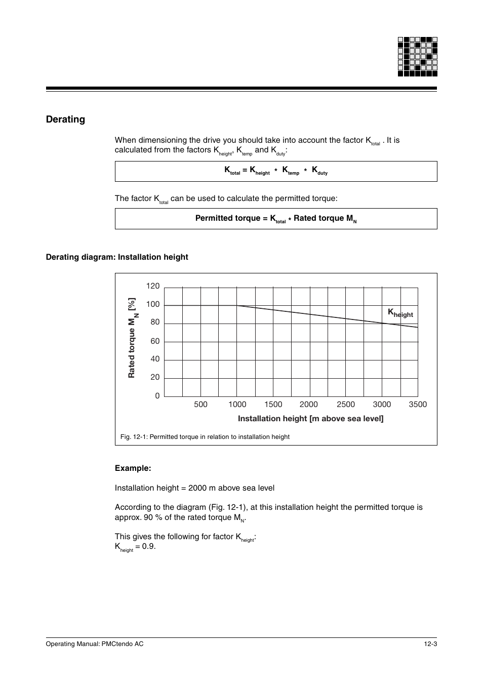 Derating, Derating diagram: installation height | Pilz Cable PMCprimoDrive>Mod-Profibus:L=0,45m User Manual | Page 53 / 88