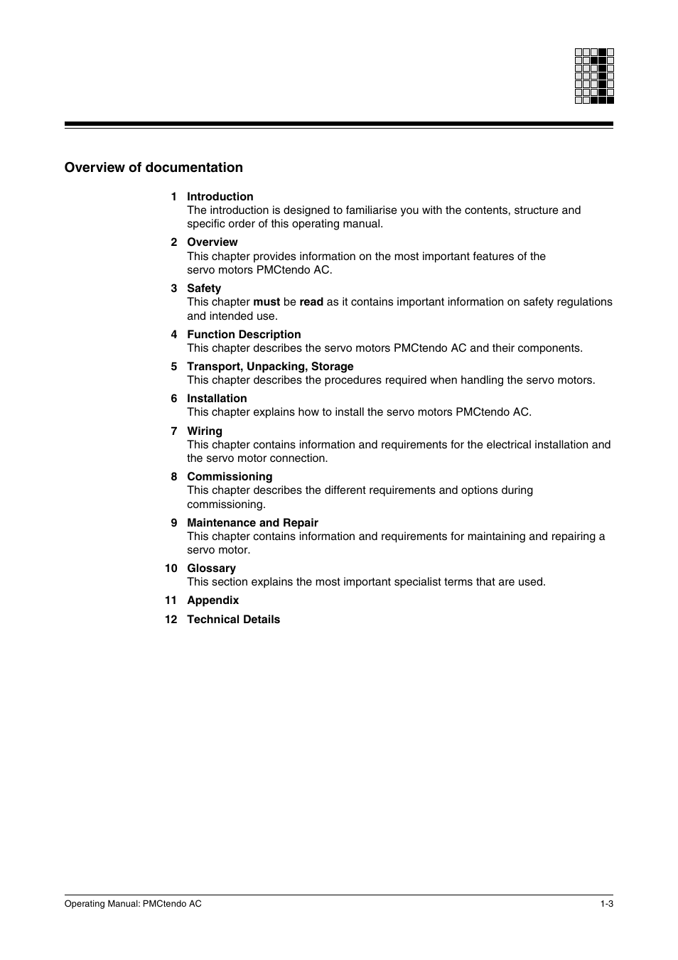 Overview of documentation | Pilz Cable PMCprimoDrive>Mod-Profibus:L=0,45m User Manual | Page 9 / 88