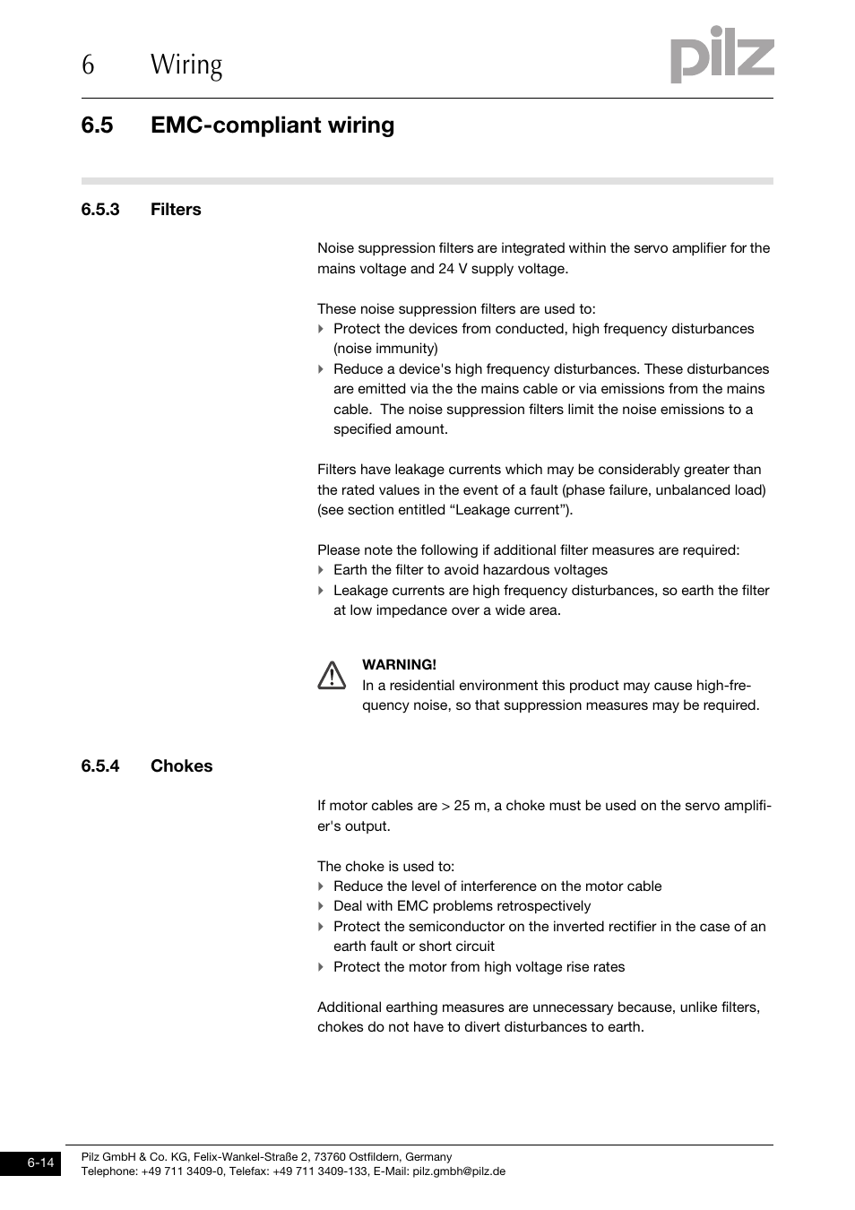 3 filters, 4 chokes, 6wiring | 5 emc-compliant wiring | Pilz PMCtendo DD5.03/000/0/0/0/110-230VAC User Manual | Page 104 / 209