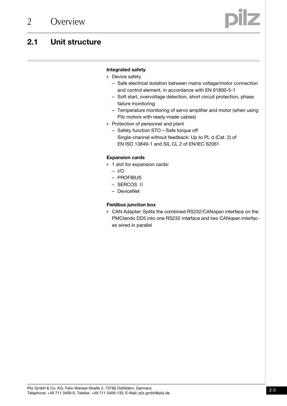 2overview, 1 unit structure | Pilz PMCtendo DD5.03/000/0/0/0/110-230VAC User Manual | Page 13 / 209