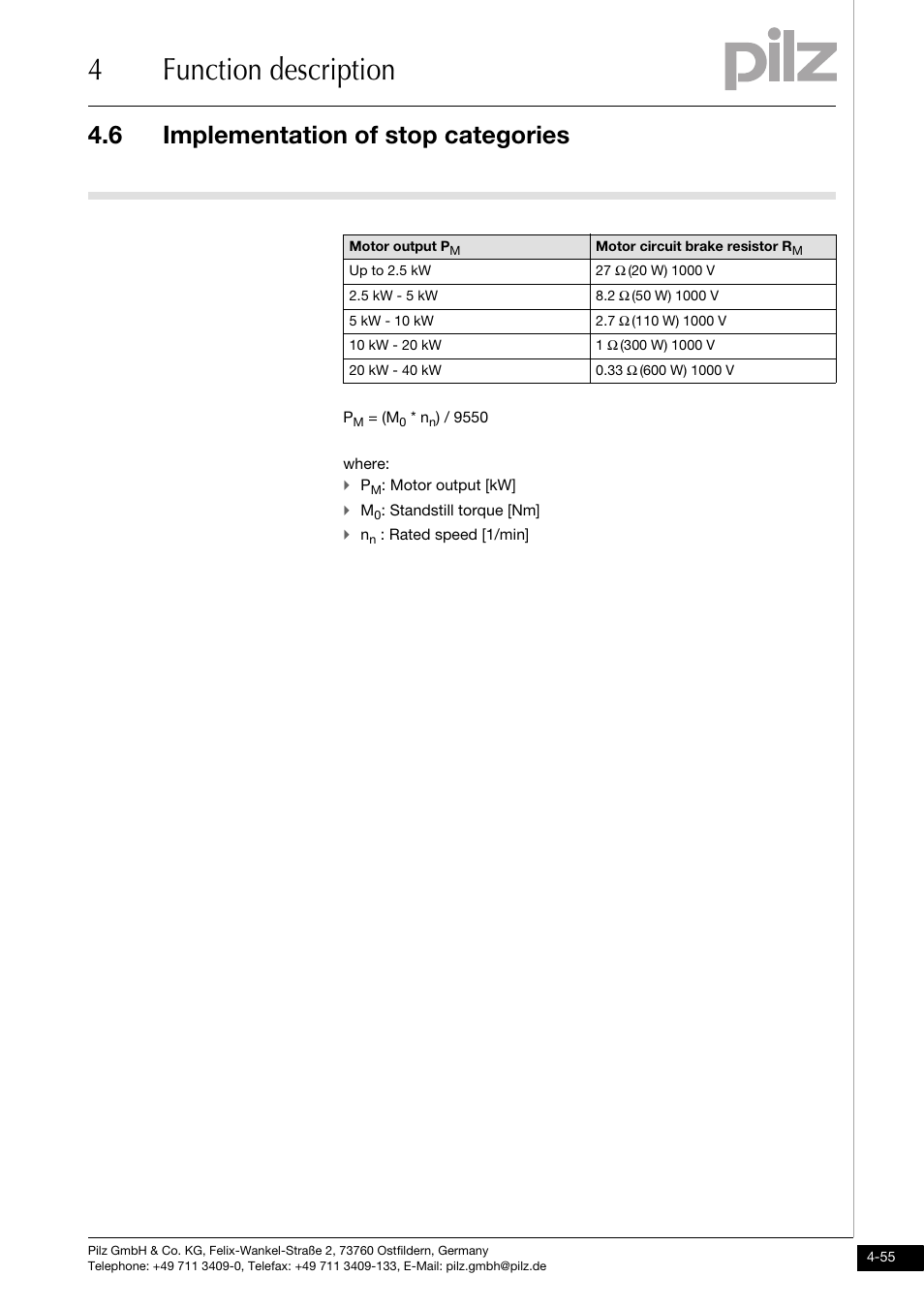 4function description, 6 implementation of stop categories | Pilz PMCtendo DD5.03/000/0/0/0/110-230VAC User Manual | Page 83 / 209