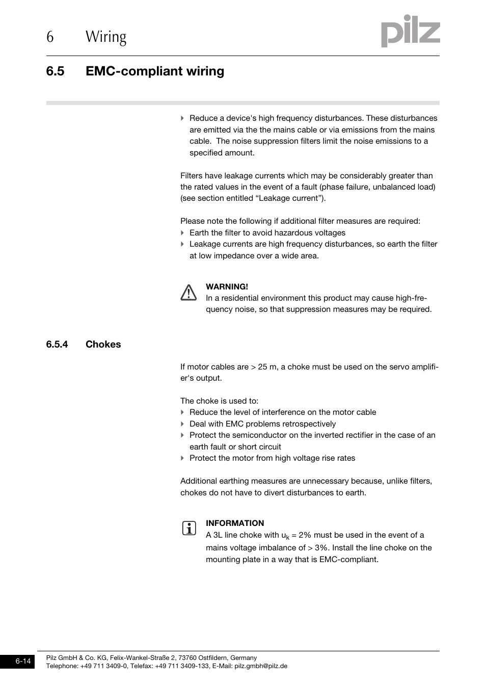 4 chokes, 6wiring, 5 emc-compliant wiring | Pilz PMCprotego D.72/000/0/0/2/208-480VAC User Manual | Page 122 / 209