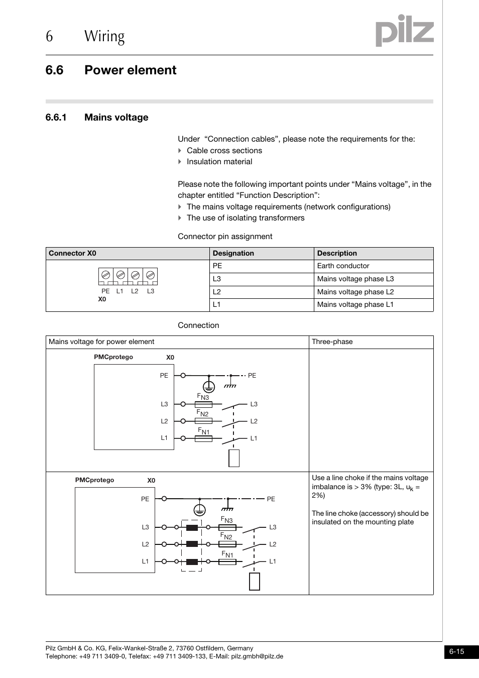 Power element, 1 mains voltage, 6wiring | 6 power element | Pilz PMCprotego D.72/000/0/0/2/208-480VAC User Manual | Page 123 / 209