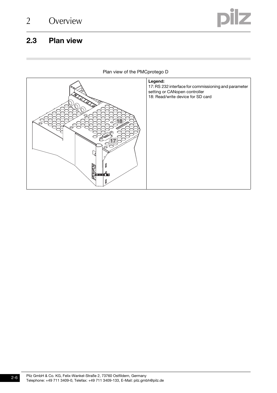 Plan view, 2overview, 3 plan view | Pilz PMCprotego D.72/000/0/0/2/208-480VAC User Manual | Page 18 / 209