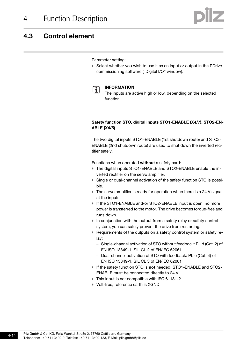 4function description, 3 control element | Pilz PMCprotego D.72/000/0/0/2/208-480VAC User Manual | Page 48 / 209