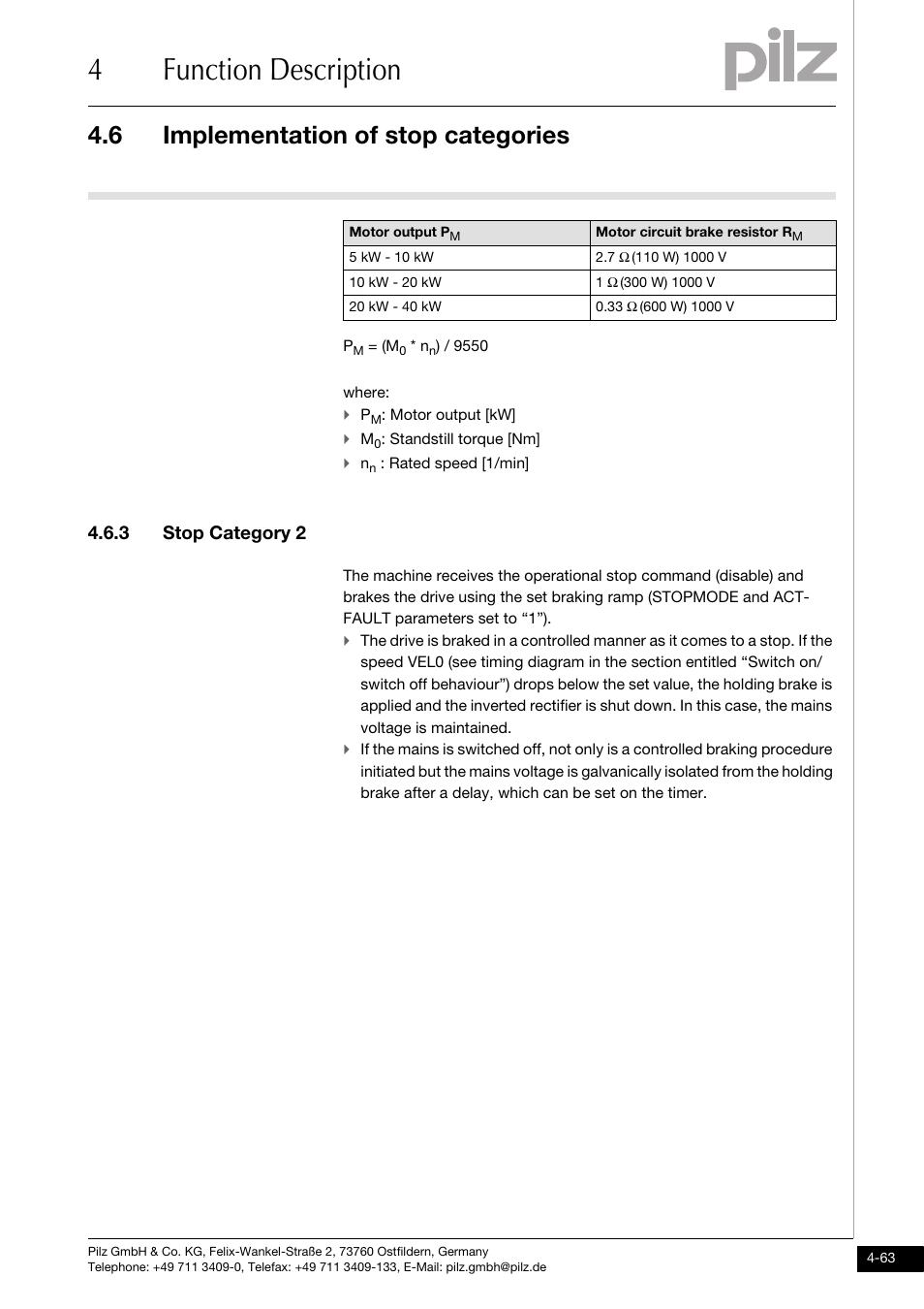 3 stop category 2, 4function description, 6 implementation of stop categories | Pilz PMCprotego D.72/000/0/0/2/208-480VAC User Manual | Page 97 / 209