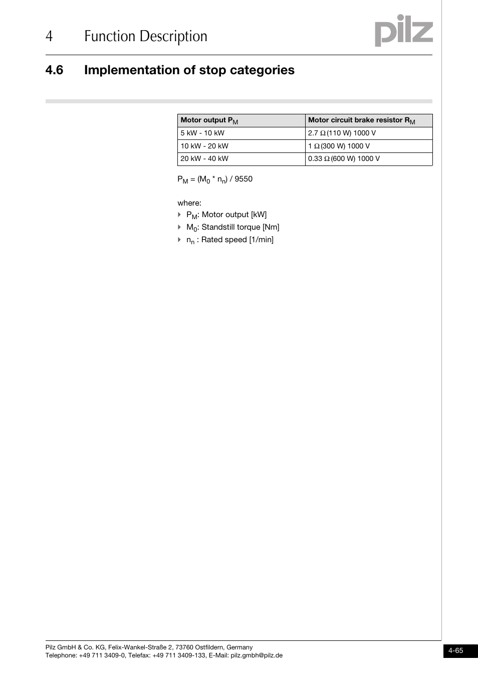 4function description, 6 implementation of stop categories | Pilz PMCprotego D.72/000/0/0/2/208-480VAC User Manual | Page 99 / 209