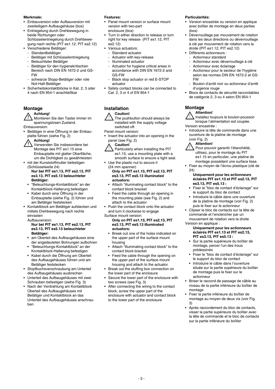 Montage, Installation | Pilz SET3.1: PIT es3.1 / 2 n/c User Manual | Page 3 / 24