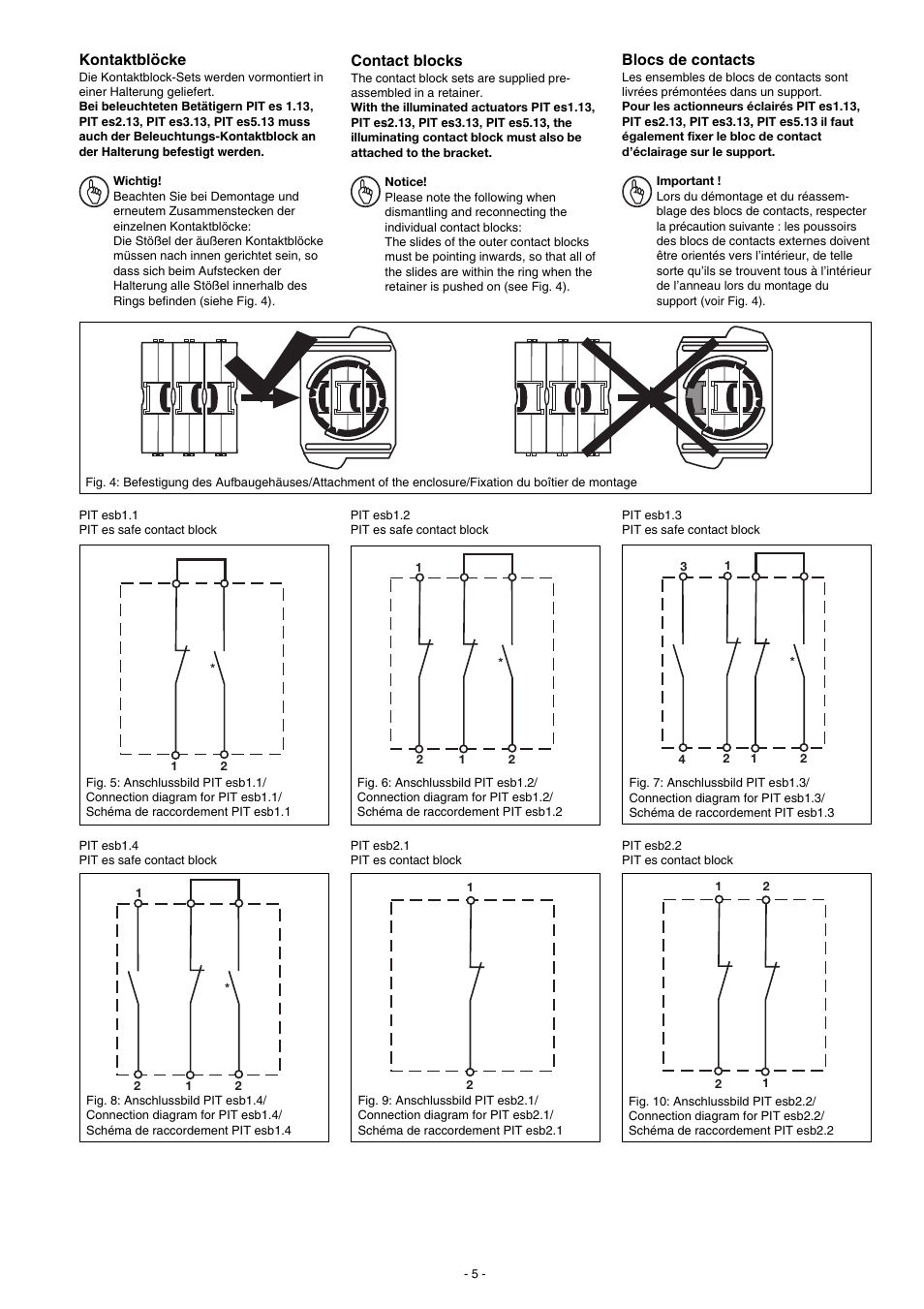 Contact blocks, Blocs de contacts, Kontaktblöcke | Pilz SET3.1: PIT es3.1 / 2 n/c User Manual | Page 5 / 24