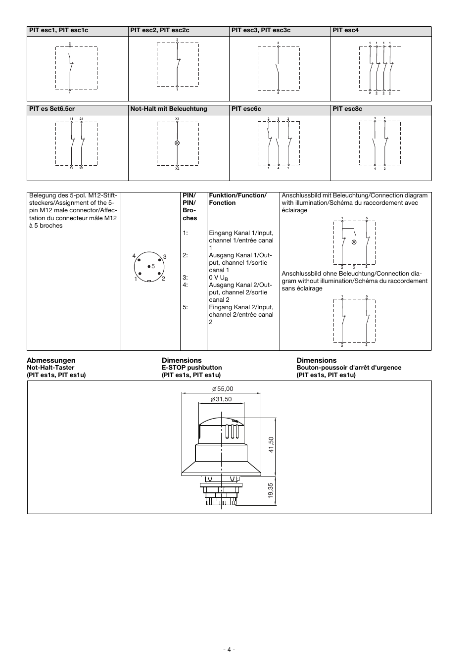 Abmessungen dimensions dimensions | Pilz PIT es Set1s-1 User Manual | Page 4 / 14