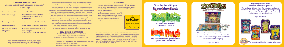 Squawkbox cards, Take the fun with you | Cranium Tune Twister Games User Manual | Page 2 / 2