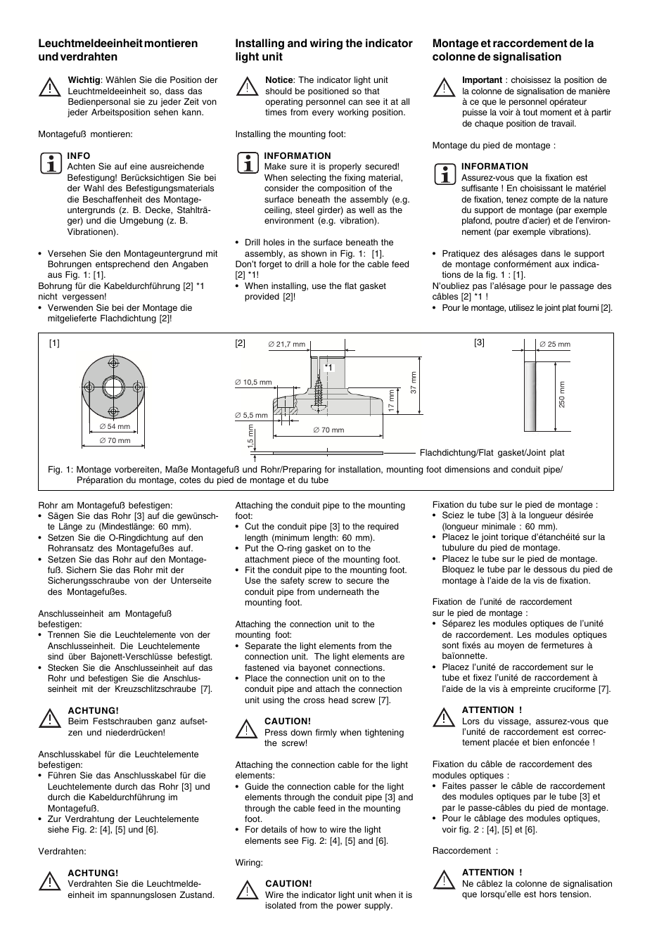 Leuchtmeldeeinheit montieren und verdrahten, Installing and wiring the indicator light unit | Pilz PIT si 3.1 User Manual | Page 2 / 4