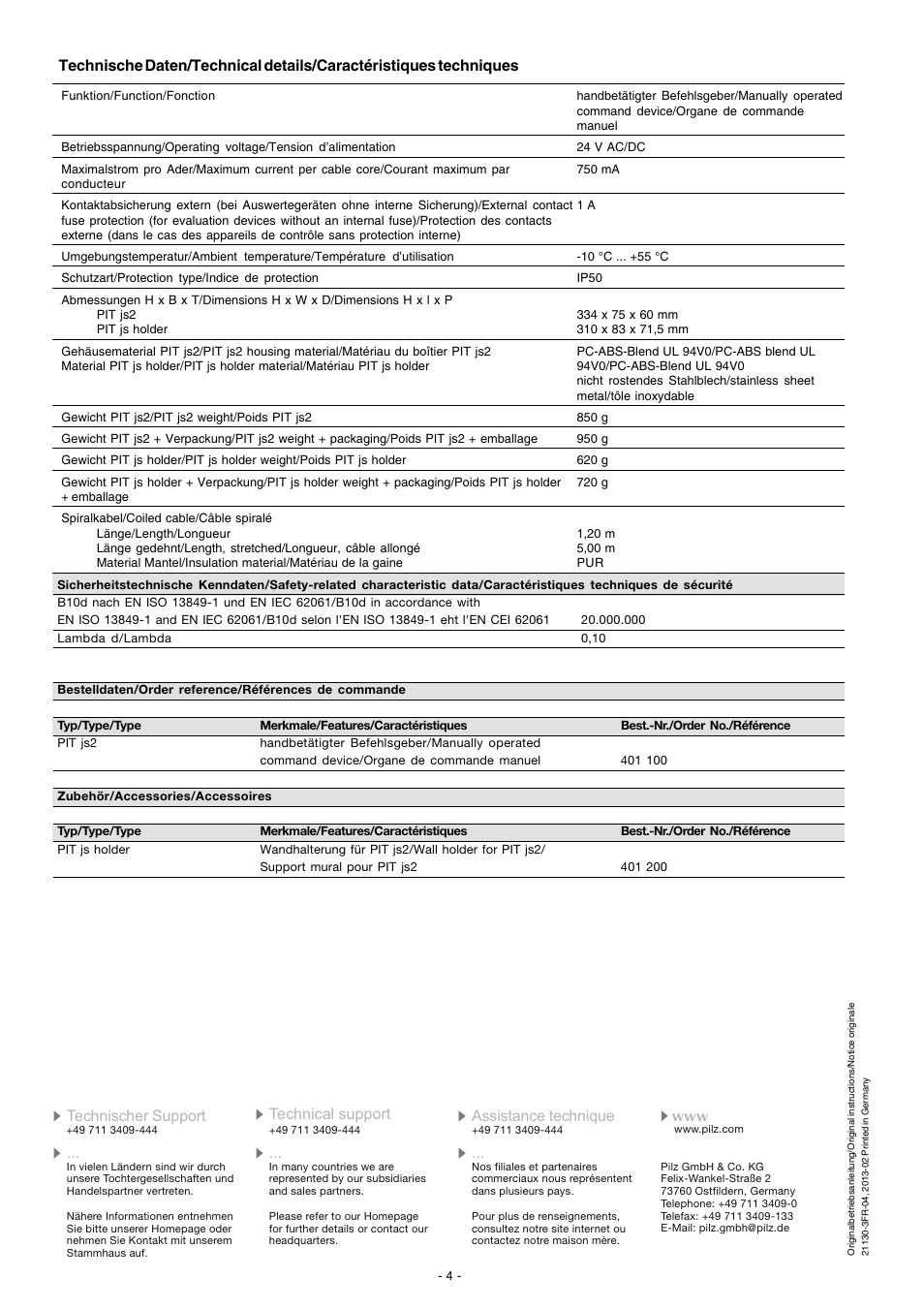 Pilz PIT js2 User Manual | Page 4 / 4