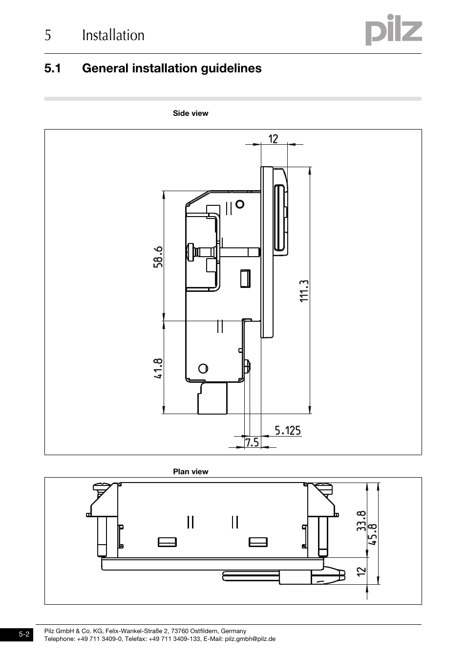 5installation, 1 general installation guidelines | Pilz PIT m3.1p User Manual | Page 22 / 41