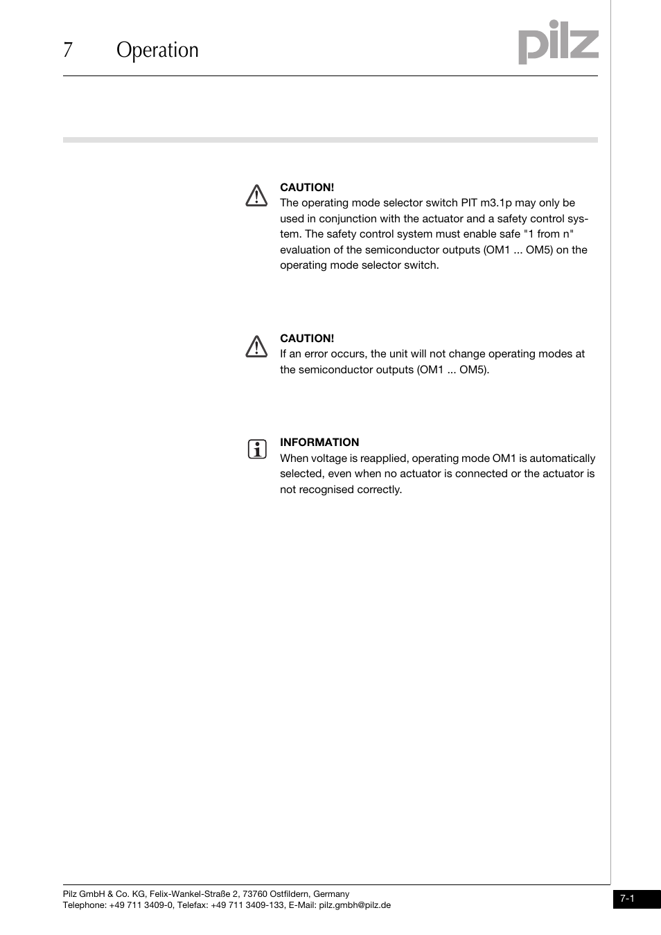 Operation, 7operation | Pilz PIT m3.1p User Manual | Page 29 / 41