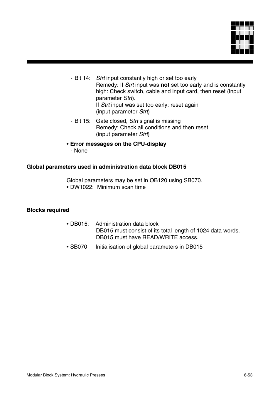 Blocks required | Pilz PSS SB HYD, Basic license User Manual | Page 115 / 308