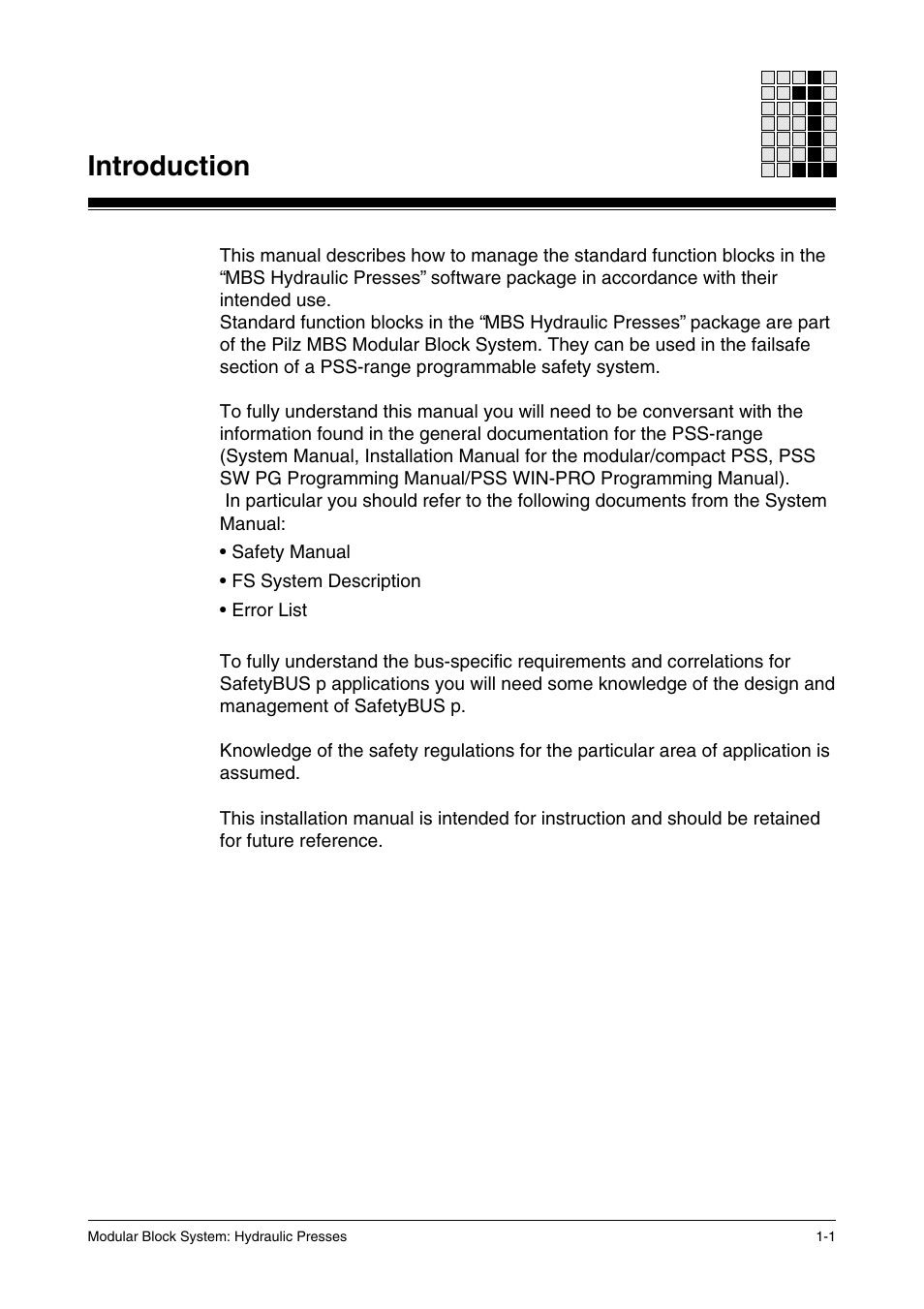 Introduction | Pilz PSS SB HYD, Basic license User Manual | Page 15 / 308