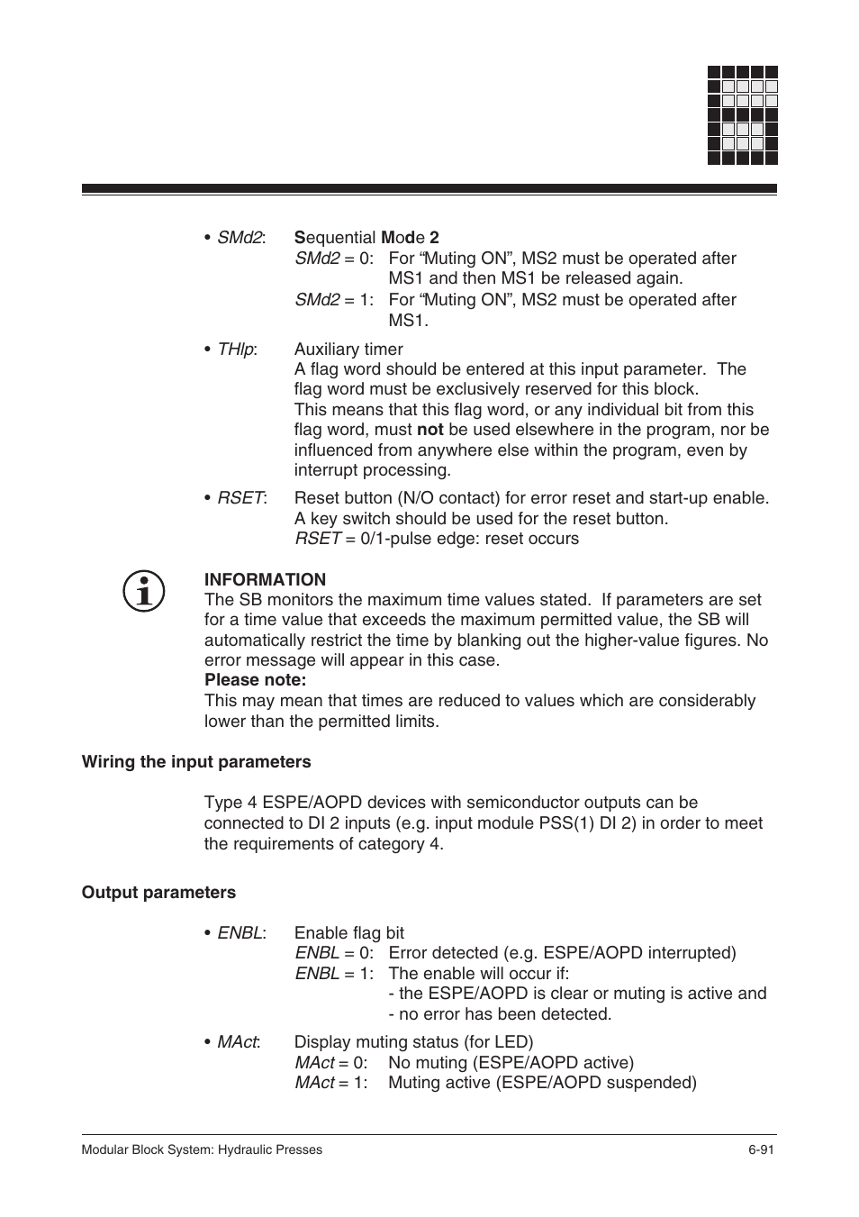 Output parameters | Pilz PSS SB HYD, Basic license User Manual | Page 153 / 308