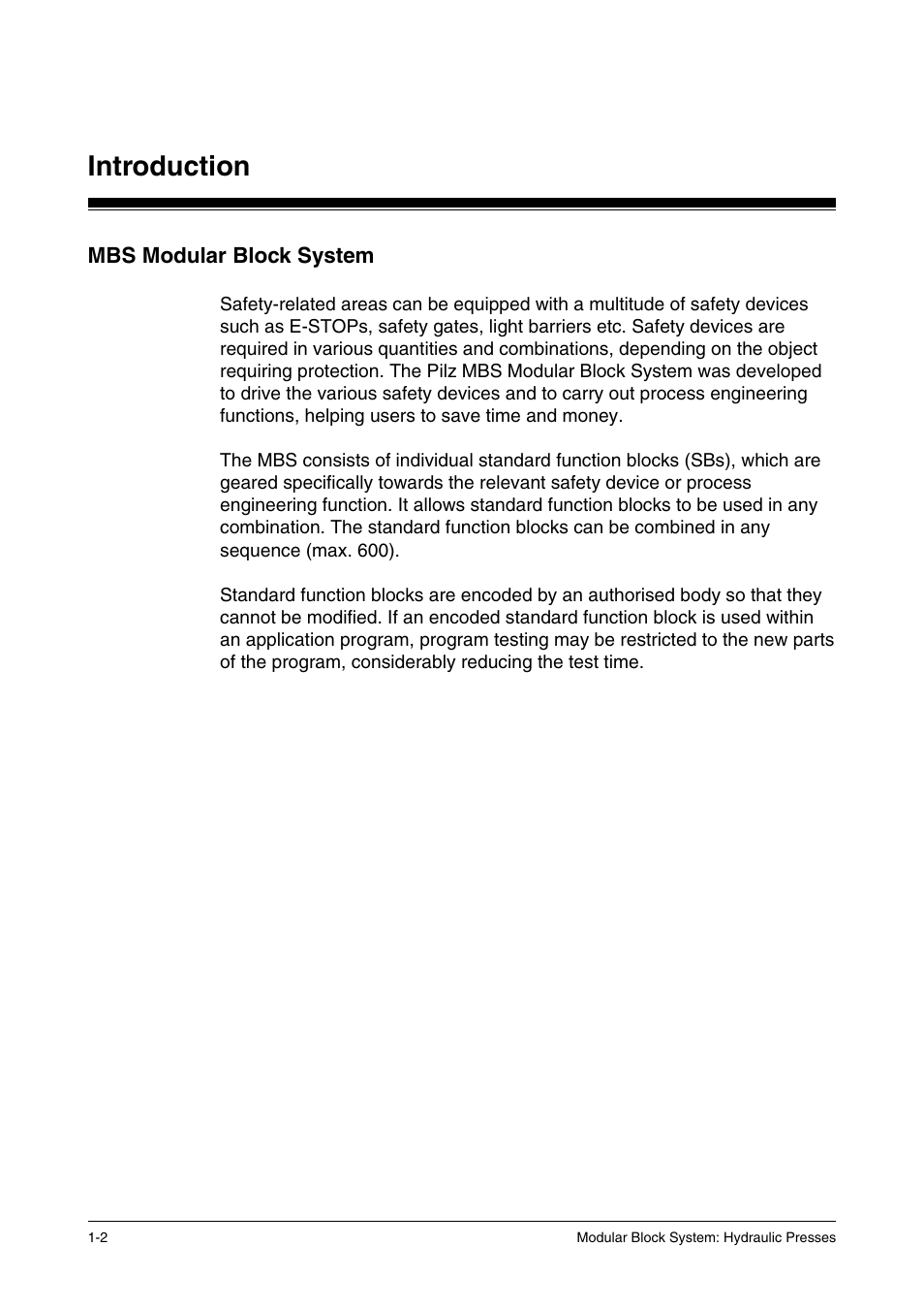 Mbs modular block system, Introduction | Pilz PSS SB HYD, Basic license User Manual | Page 16 / 308