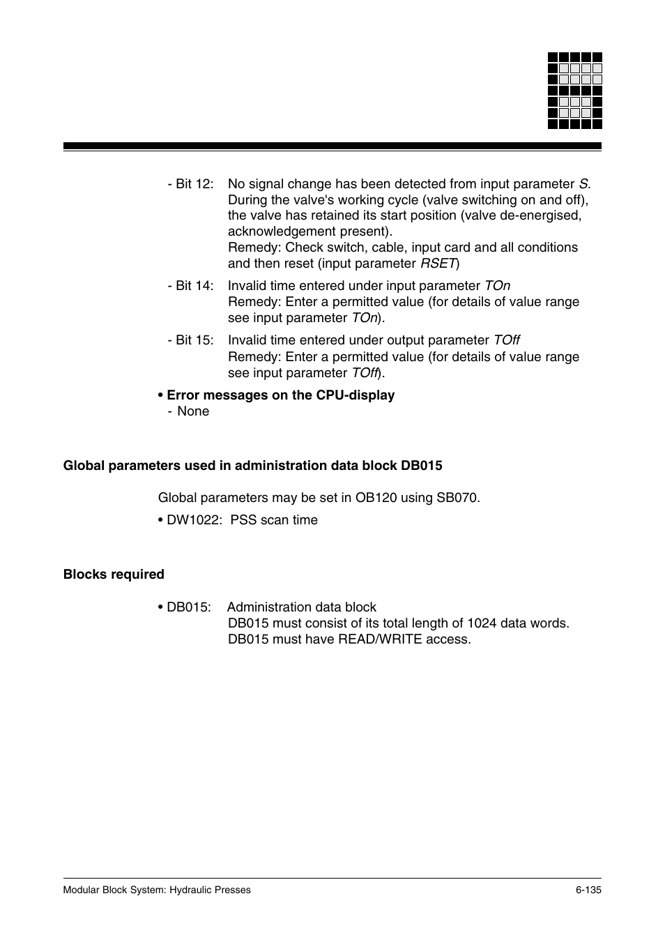 Blocks required | Pilz PSS SB HYD, Basic license User Manual | Page 197 / 308