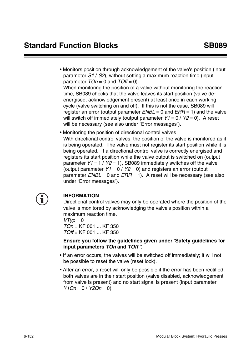 Standard function blocks, Sb089 | Pilz PSS SB HYD, Basic license User Manual | Page 214 / 308