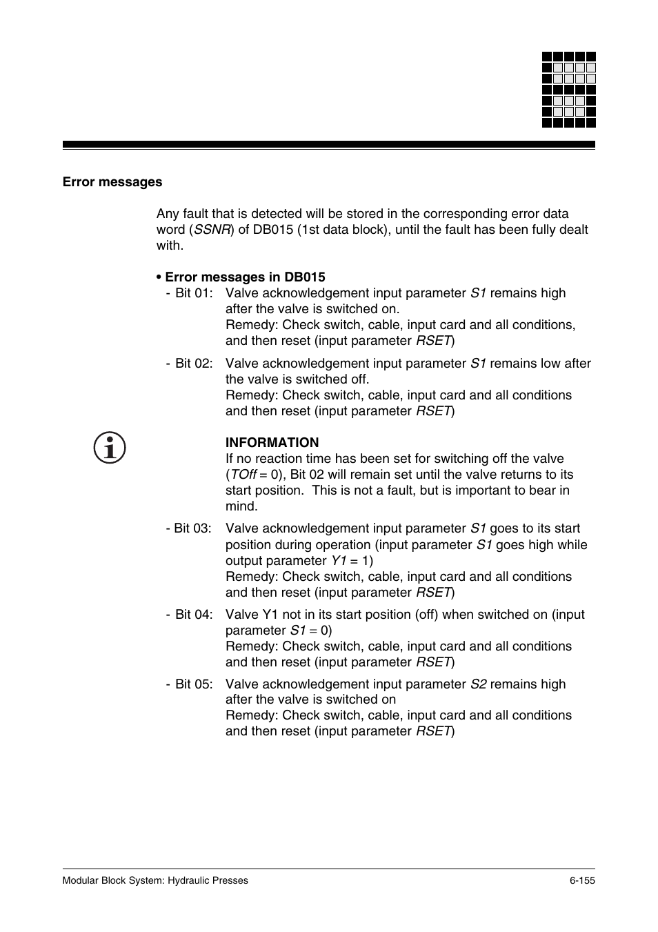 Error messages | Pilz PSS SB HYD, Basic license User Manual | Page 217 / 308