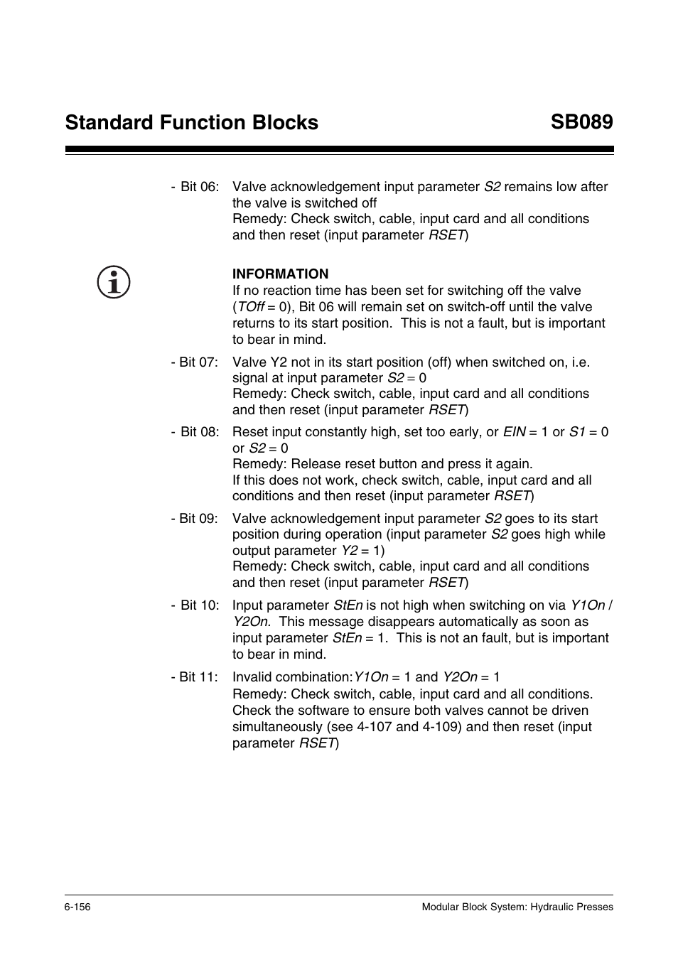 Standard function blocks, Sb089 | Pilz PSS SB HYD, Basic license User Manual | Page 218 / 308