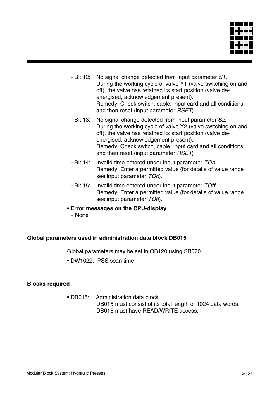 Blocks required | Pilz PSS SB HYD, Basic license User Manual | Page 219 / 308