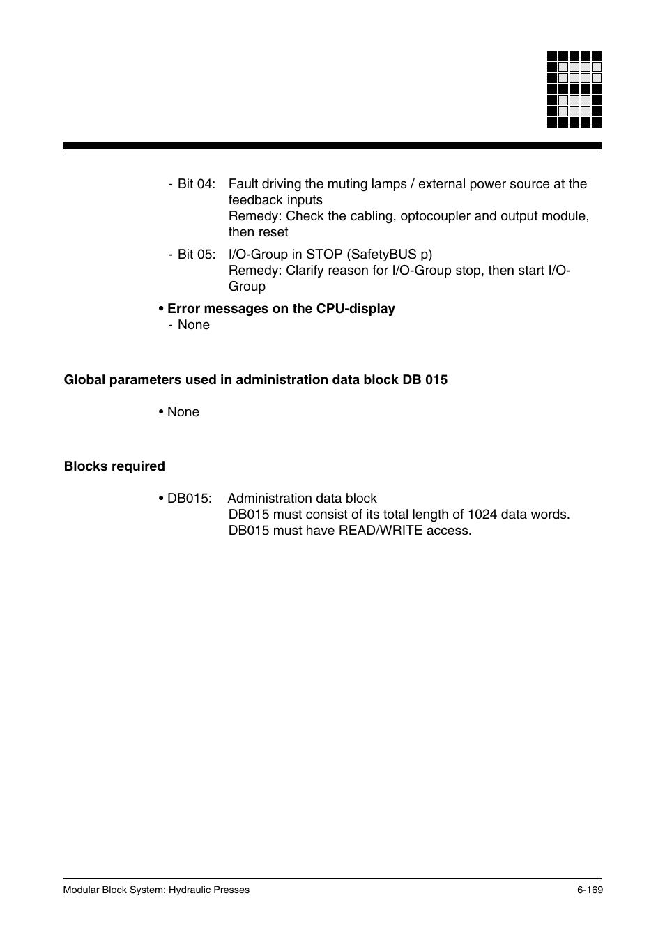 Blocks required | Pilz PSS SB HYD, Basic license User Manual | Page 231 / 308