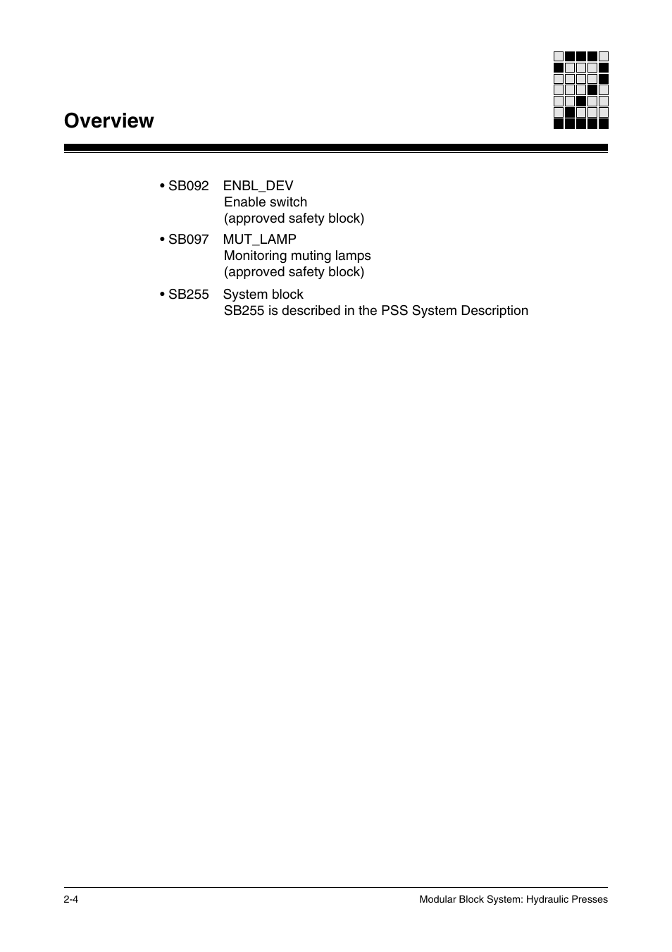 Overview | Pilz PSS SB HYD, Basic license User Manual | Page 24 / 308