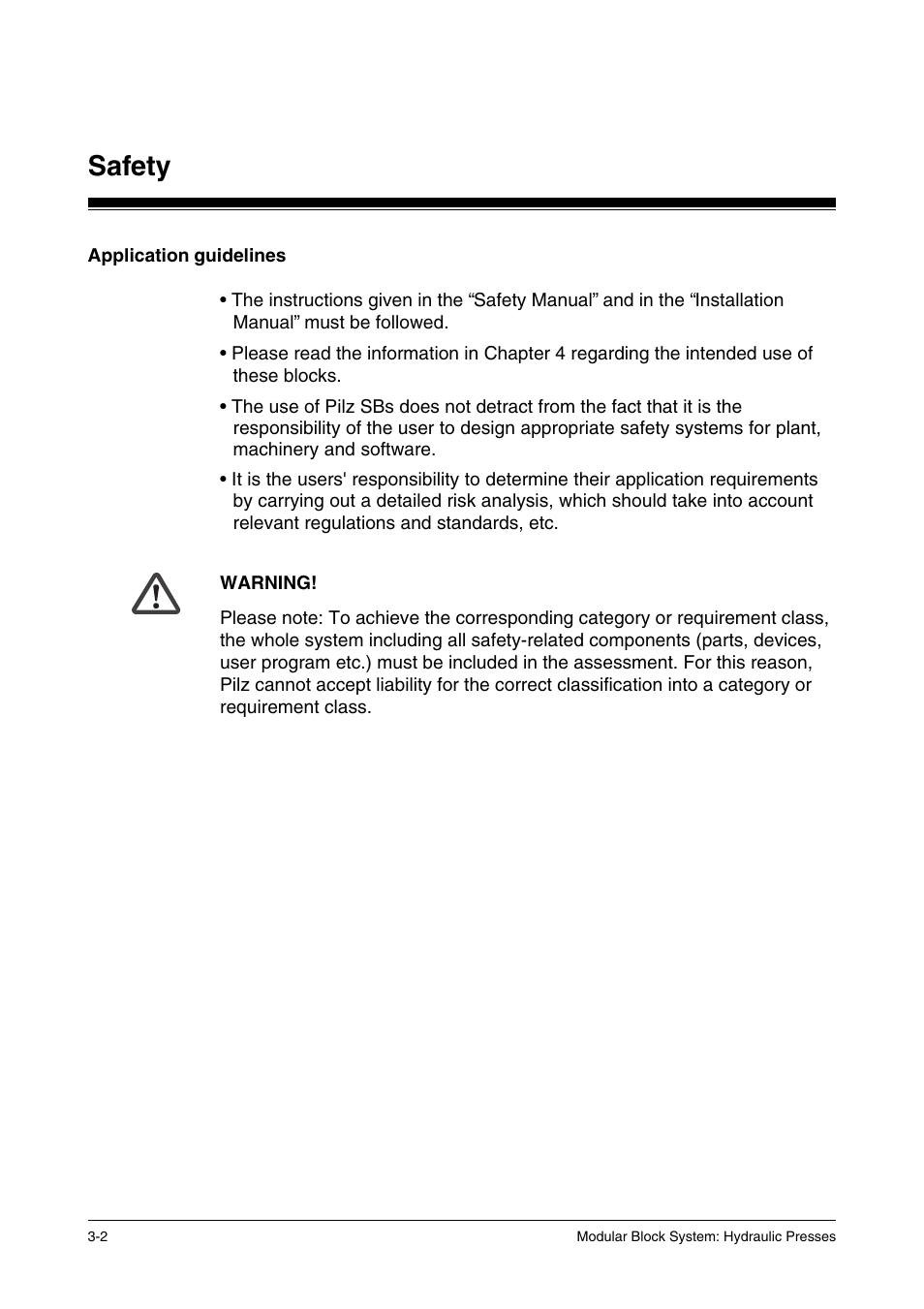 Application guidelines, Safety | Pilz PSS SB HYD, Basic license User Manual | Page 26 / 308