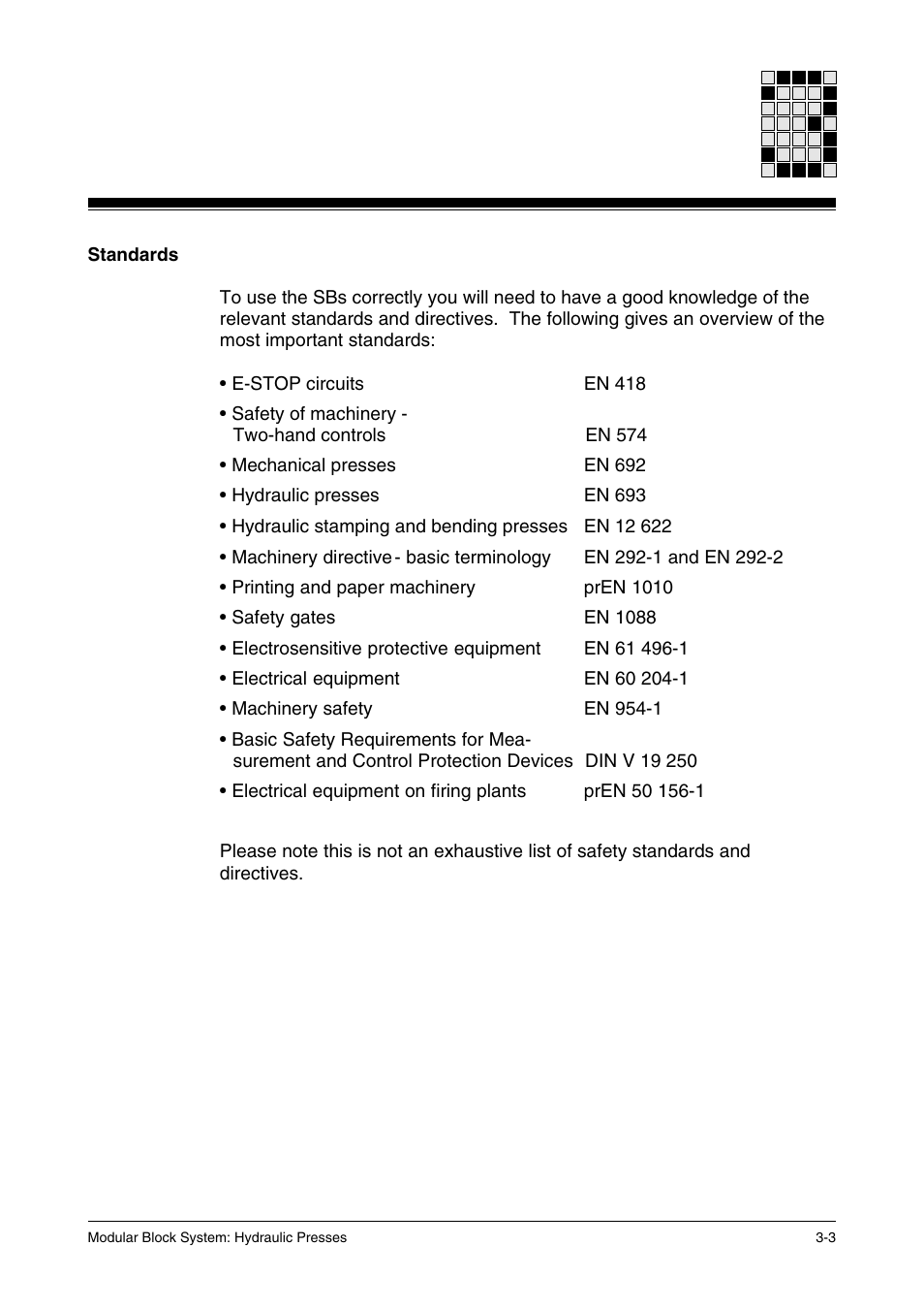Standards | Pilz PSS SB HYD, Basic license User Manual | Page 27 / 308