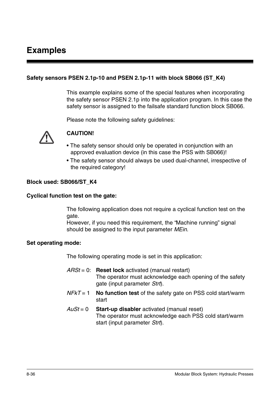 Examples | Pilz PSS SB HYD, Basic license User Manual | Page 272 / 308