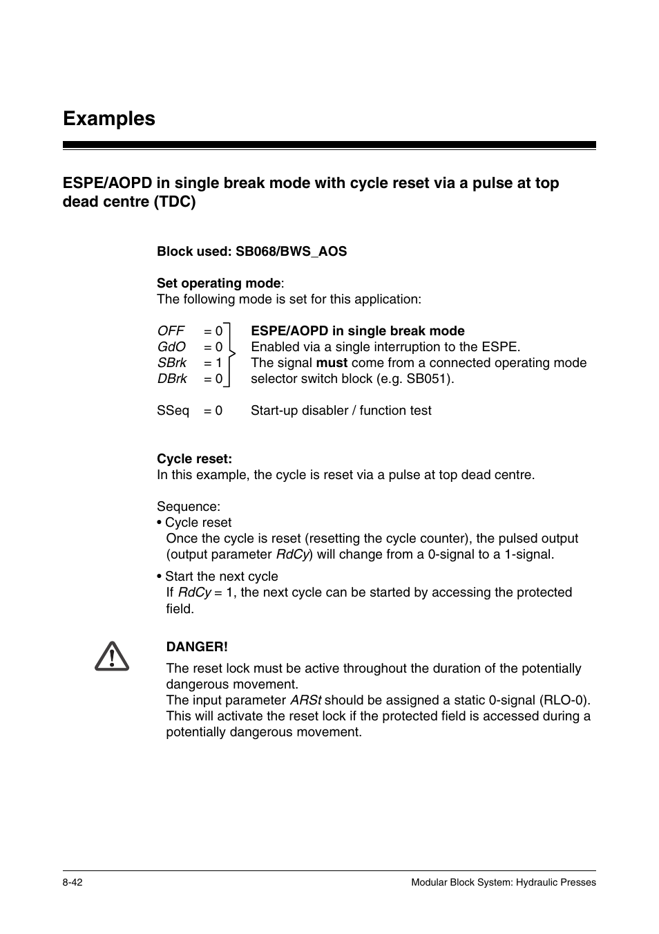 Examples | Pilz PSS SB HYD, Basic license User Manual | Page 278 / 308