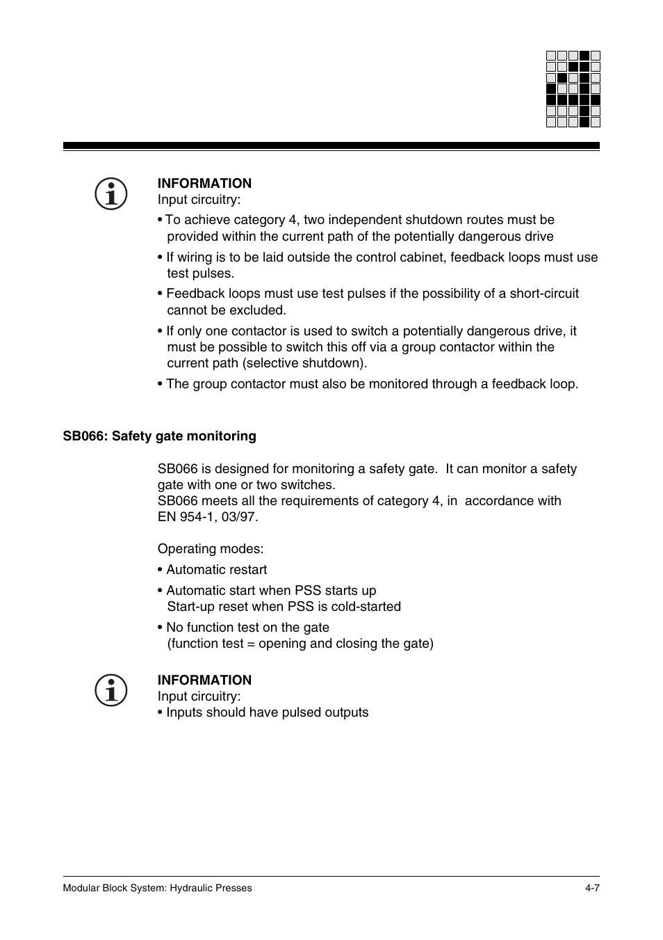 Sb066: safety gate monitoring | Pilz PSS SB HYD, Basic license User Manual | Page 37 / 308
