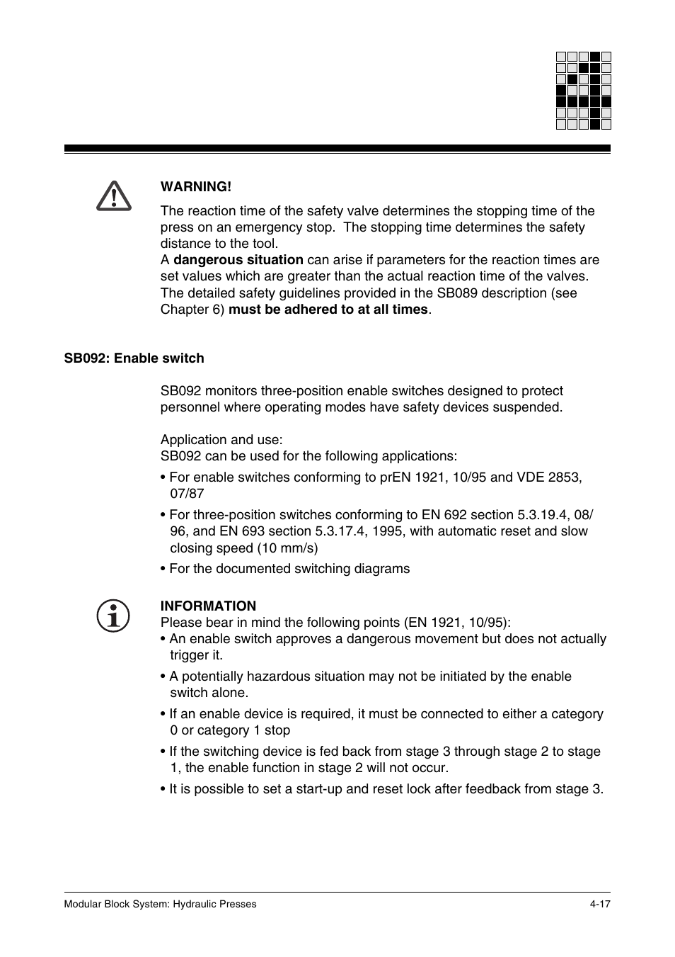 Sb092: enable switch | Pilz PSS SB HYD, Basic license User Manual | Page 47 / 308