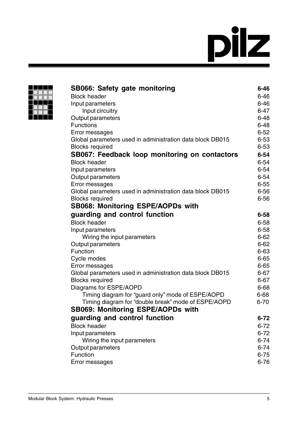 Pilz PSS SB HYD, Basic license User Manual | Page 7 / 308