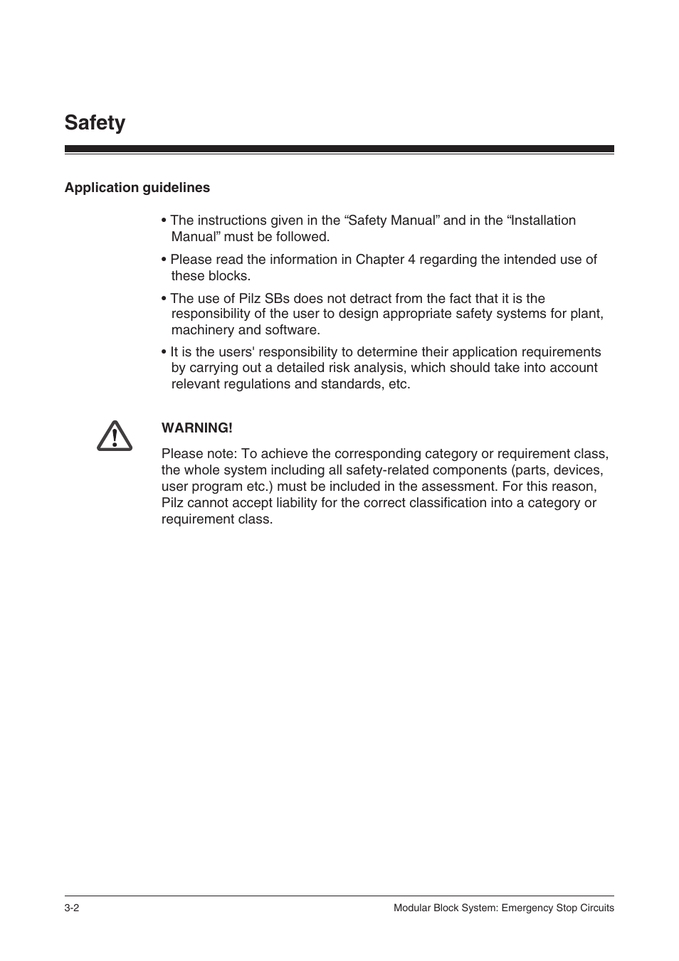 Application guidelines, Safety | Pilz PSS SB NOT, Basic license User Manual | Page 18 / 112