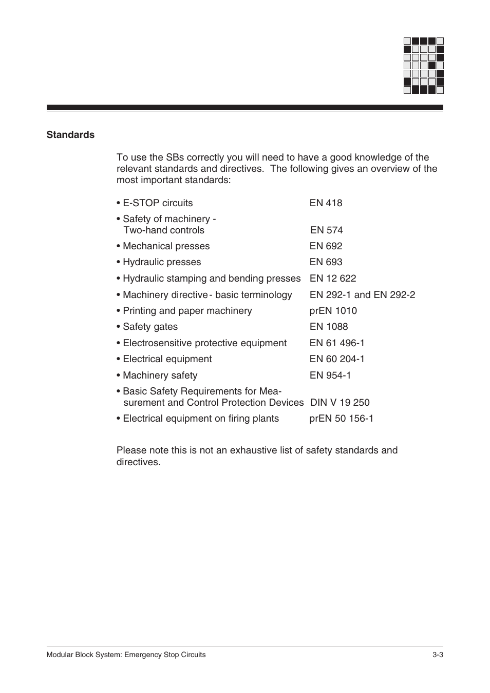 Standards | Pilz PSS SB NOT, Basic license User Manual | Page 19 / 112