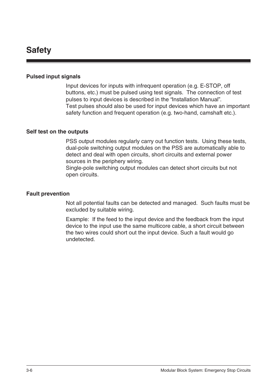 Pulsed input signals, Self test on the outputs, Fault prevention | Safety | Pilz PSS SB NOT, Basic license User Manual | Page 22 / 112