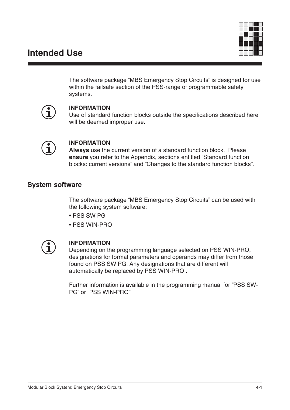 Intended use, System software | Pilz PSS SB NOT, Basic license User Manual | Page 23 / 112