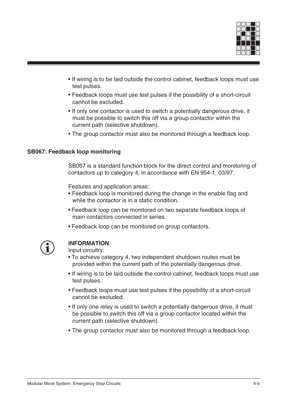 Sb067: feedback loop monitoring | Pilz PSS SB NOT, Basic license User Manual | Page 27 / 112