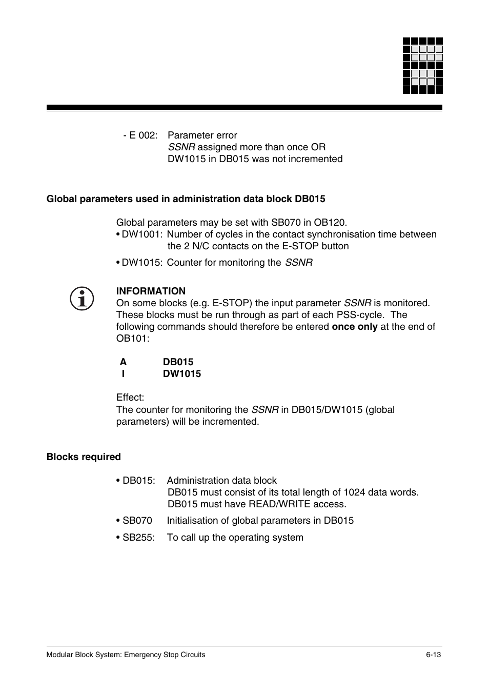 Blocks required | Pilz PSS SB NOT, Basic license User Manual | Page 55 / 112