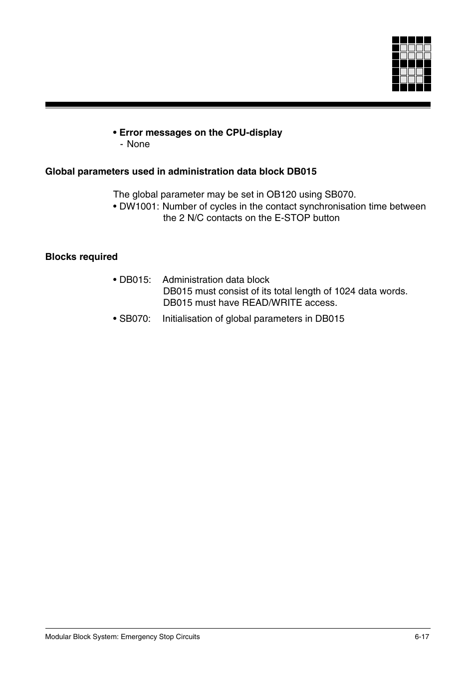 Blocks required | Pilz PSS SB NOT, Basic license User Manual | Page 59 / 112